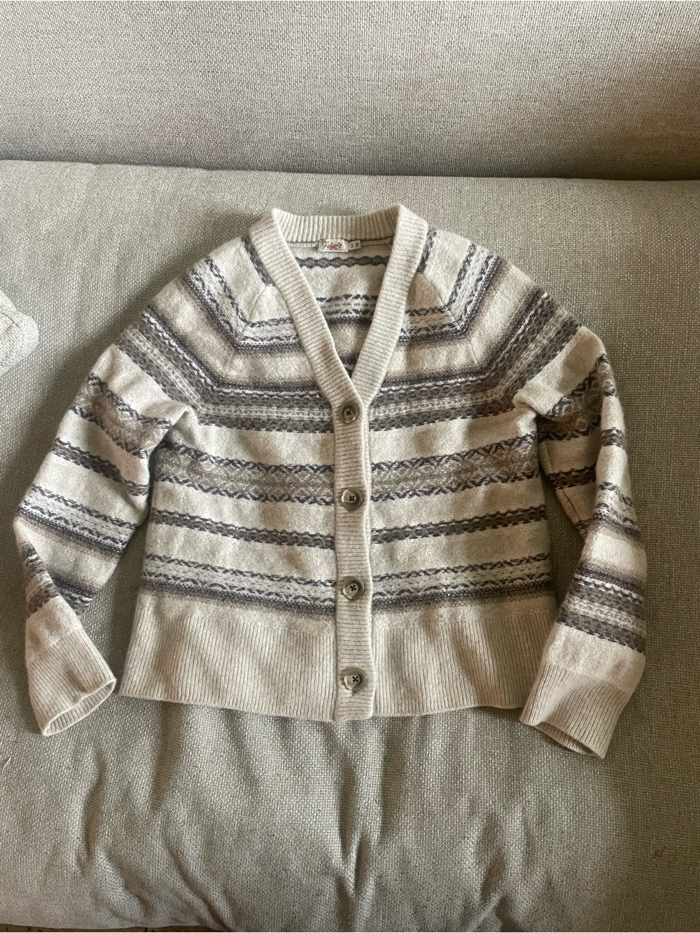 Faherty highland fair isle merino wool  cardigan, Nordic sweater, size small